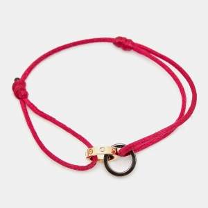 Pre Owned Cartier Love Ceramic Diamonds 18k Rose Gold Cord Bracelet