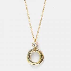 Pre Owned Cartier Trinity 18K Yellow, Rose, White Gold and Diamond Pendant Necklace
