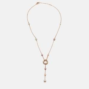 Pre Owned Cartier Trinity de Cartier Cultured Pearl 18K Three Tone Gold Necklace