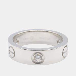 Pre Owned Cartier Love 18K White Gold and Diamond Band Ring EU 53