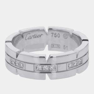 Pre Owned Cartier Tank Francaise 18K White Gold and Diamond Ring EU 51