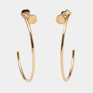 Pre Owned Cartier Diamond Juste Un Clou Diamonds 18k Rose Gold Hoop Earrings