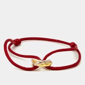 Pre Owned Cartier Trinity 18k Three Tone Gold Adjustable Cord Bracelet