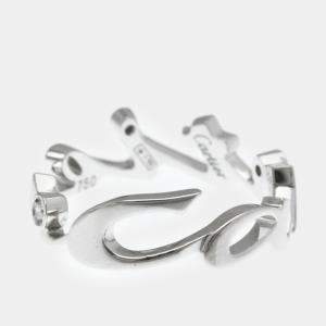 Pre Owned Cartier Signature 18K White Gold and Diamond Band Ring EU 54