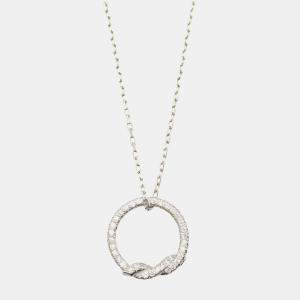 Pre Owned Cartier Entrelaces Diamonds 18K White Gold Pendant Necklace 