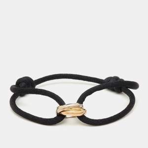 Pre Owned Cartier Trinity 18k Three Tone Gold Black Cord Bracelet