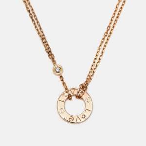 Pre Owned Cartier Love 2 Diamonds 18k Rose Gold Necklaces