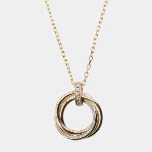 Pre Owned Cartier Trinity 18K Yellow, Rose, White Gold Diamond Necklace