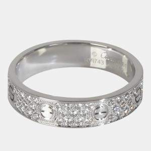 Pre Owned Cartier Love 18K White Gold and Diamond Band Ring EU 61