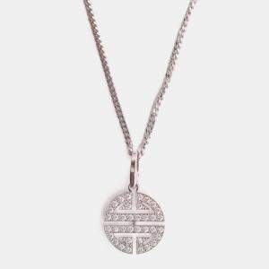 Pre Owned Cartier 18K White Gold Diamond Set Logo Pendant Necklace