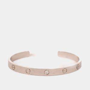 Pre Owned Cartier 18K White Gold Diamond Set Love Cuff Bangle Size 19