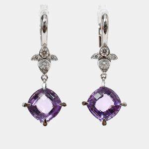 مملوكة مسبقًا Cartier 18K White Gold Inde Mysterieuse Amethyst Diamond Drop Earrings
