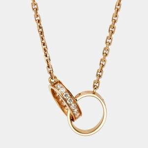 Pre Owned Cartier Love Diamond 18k Rose Gold Necklace