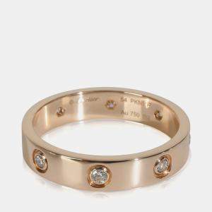 Pre Owned Cartier Love 18K Rose Gold and Diamond Band Ring EU 54