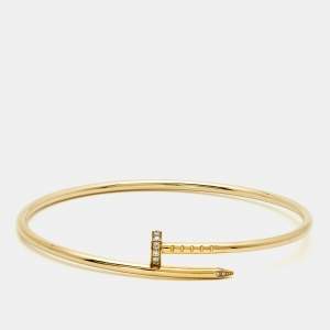 Pre Owned Cartier Juste Un Clou Diamonds 18k Yellow Gold Small Model Bracelet 18