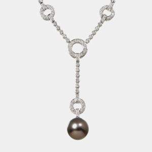 Pre Owned Cartier Imaria Platinum Black South Sea Pearl & Diamond Necklace