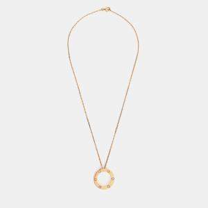 Pre Owned Cartier Love 18K Yellow Gold 3 Diamond Pendant Necklace