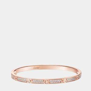 مملوكة مسبقًا Cartier Love Narrow Bracelet 18K Rose Gold Diamond Set size 18