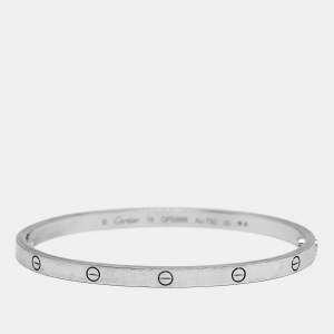 Pre Owned Cartier Love 18k White Gold Small Model Bangle Bracelet 16