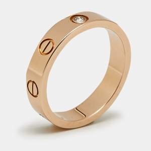 Pre Owned Cartier Love Diamond 18k Rose Gold Wedding Band Ring Size 51