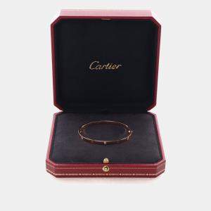 Pre Owned Cartier Classic Small Model 6 Diamond Love Bracelet Sz 16