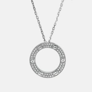 Pre Owned Cartier Love Diamonds 18k White Gold Necklace