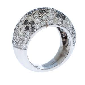 Pre Owned Cartier Black & White Diamonds 18k White Gold Pave Band Ring Size 51