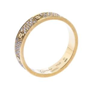 Pre Owned Cartier Love Pave Diamond 18K Yellow Gold Wedding Band Ring Size 62