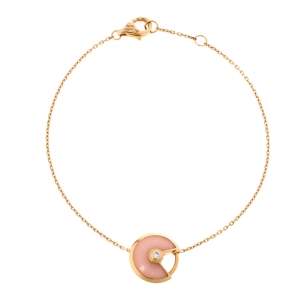 Pre Owned Cartier Amulette de Cartier Diamond Pink Opal 18K Rose Gold Bracelet XS