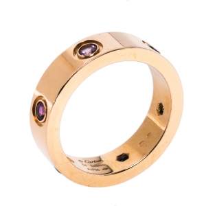 Pre Owned Cartier LOVE Multicolor Gemstone 18K Rose Gold Ring 54