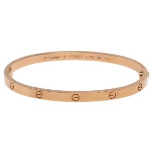 Pre Owned Cartier LOVE 18K Rose Gold Narrow Bracelet SM 16