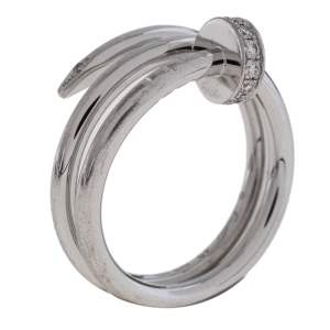 Pre Owned Cartier Juste Un Clou Diamond 18K White Gold Ring Size 49