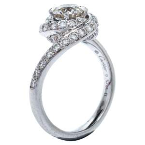 مملوكة مسبقًا Cartier Trinity Ruban 0.57ct Solitaire Diamond Platinum Engagement Ring Size 50