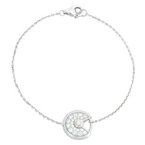 Pre Owned Cartier Amulette de Cartier Diamond 18K White Gold Bracelet XS