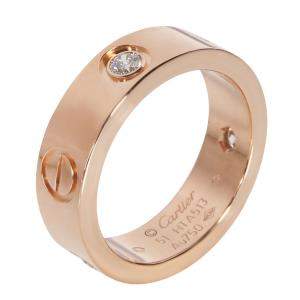 Pre Owned Cartier 18K Rose Gold 0.22 CTW Diamond Love Ring Size 51