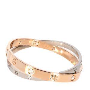 Cartier Rose Gold & White Gold 0.75 CTW Diamond Double LOVE Bracelet