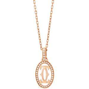 Pre Owned Cartier 18K Rose Gold Diamond Logo Necklace