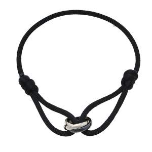 مملوكة مسبقًا Cartier Trinity de Cartier Black Ceramic 18K White Gold Adjustable Cord Bracelet