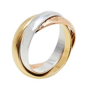 Pre Owned Cartier Classic Les Must De Trinity 18K Three Tone Gold Ring Size 49