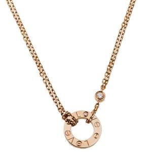 Pre Owned Cartier Love 2 Diamonds 18K Rose Gold Necklace