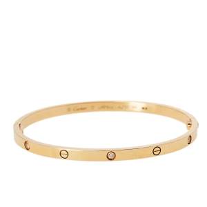 Pre Owned Cartier Love Diamond 18K Rose Gold Narrow Bracelet 17