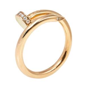 Pre Owned Cartier Juste Un Clou Diamond 18K Rose Gold Ring Size 59