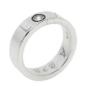 Cartier Love Diamond 18K White Gold Band Ring Size 53