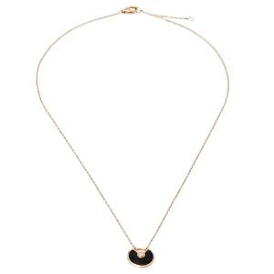 Pre Owned Cartier Amulette De Cartier Onyx Diamond 18K Rose Gold Pendant Necklace XS