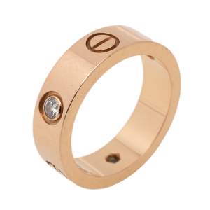 Pre Owned Cartier Love 3 Diamond 18K Rose Gold Band Ring Size 53