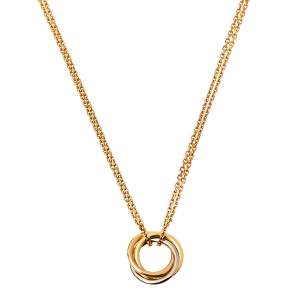 Pre Owned Cartier Trinity 18K Three Tone Gold Double Chain Necklace