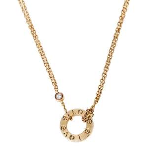 Pre Owned Cartier Love Diamond & 18k Yellow Gold Double Chain Necklace