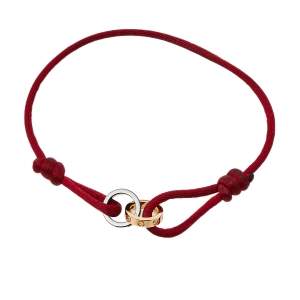 Pre Owned Cartier Love Diamond 18K Rose Gold & Ceramic Red Cord Bracelet