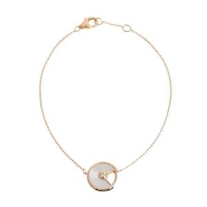Pre Owned Cartier Amulette De Cartier 18K Yellow Gold Diamond & Mother of Pearl Bracelet XS 
