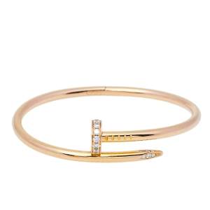 Pre Owned Cartier Juste Un Clou Diamond 18K Yellow Gold Bracelet 17